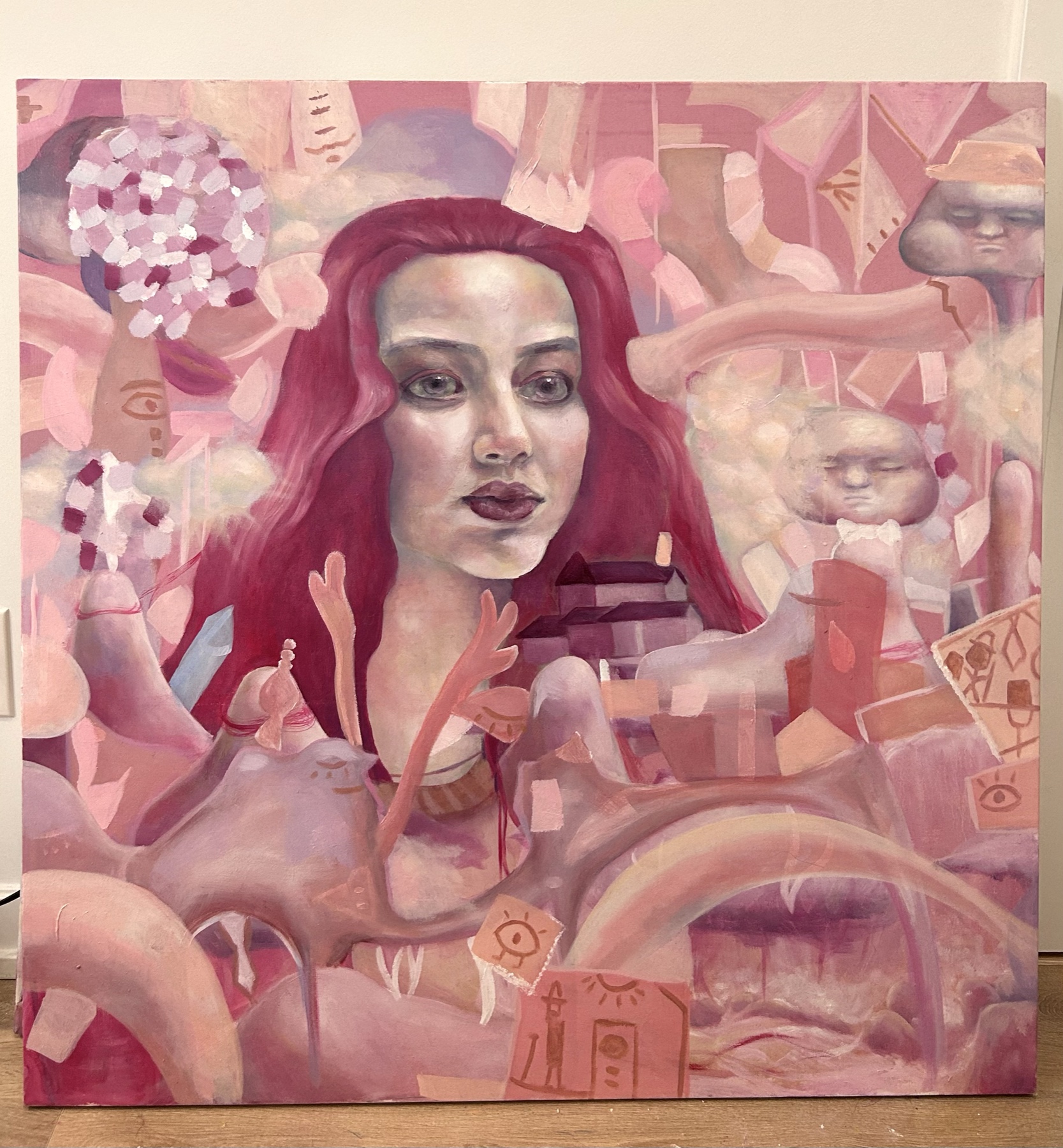 Pink figurative painting collection preview