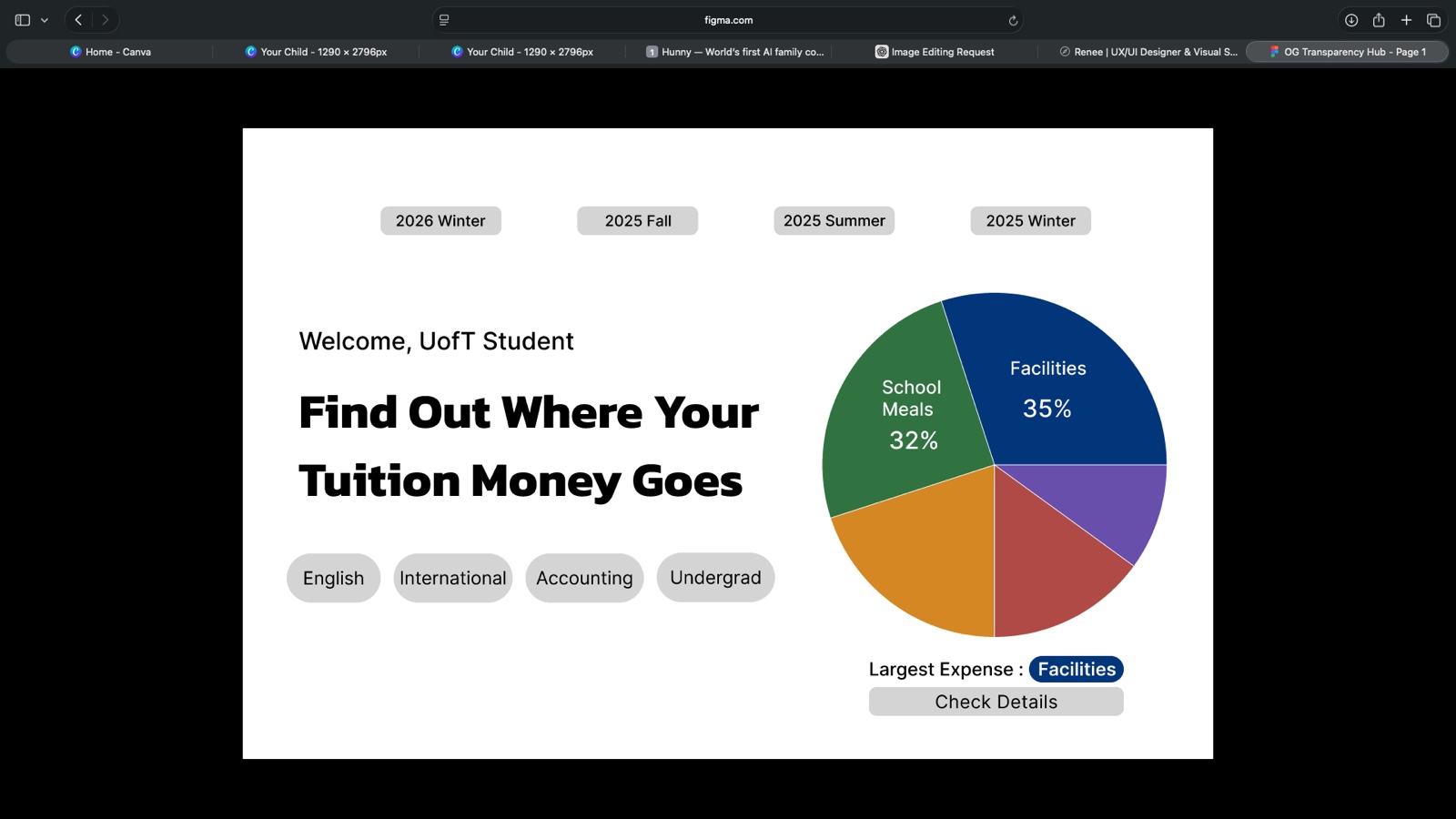 Tuition dashboard term selection state