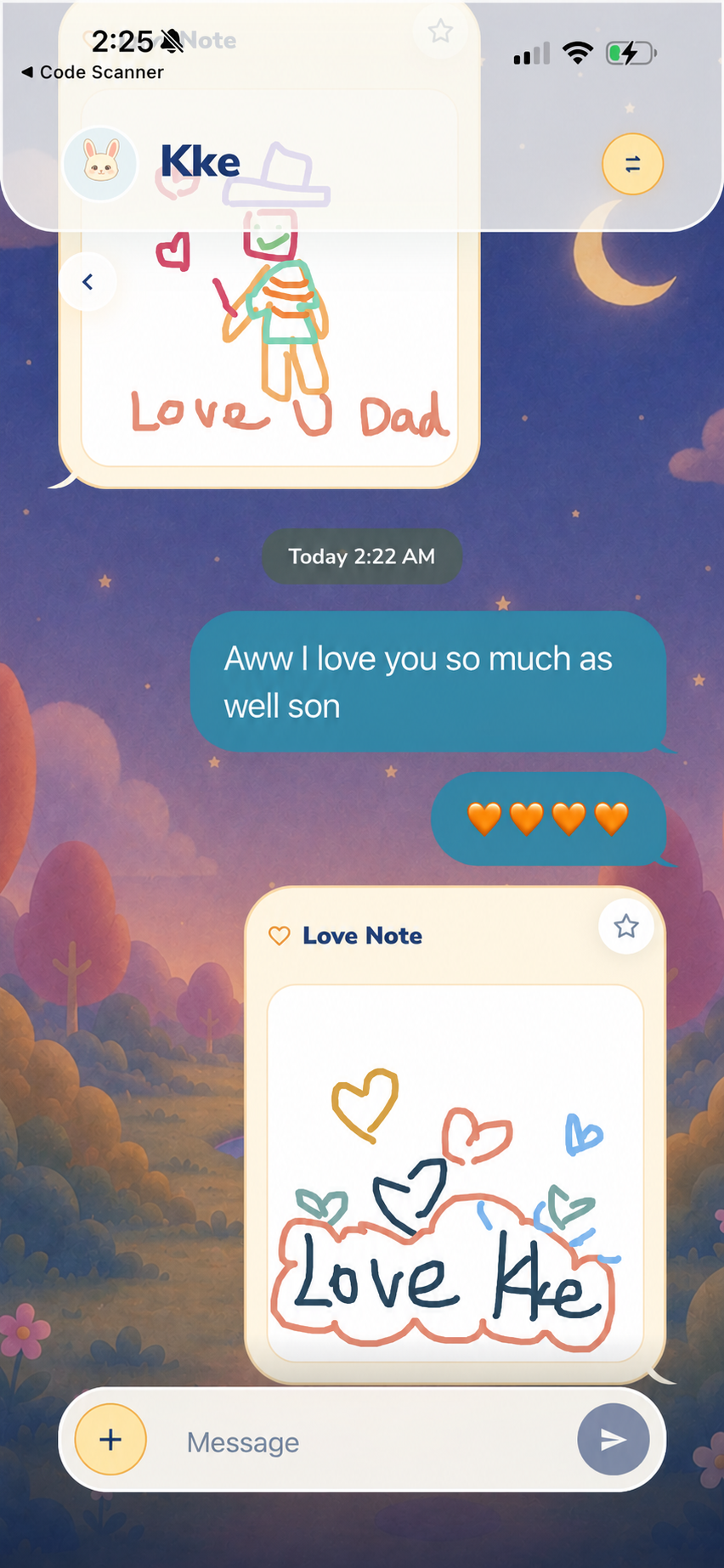 Parent and child exchanging illustrated Love Notes